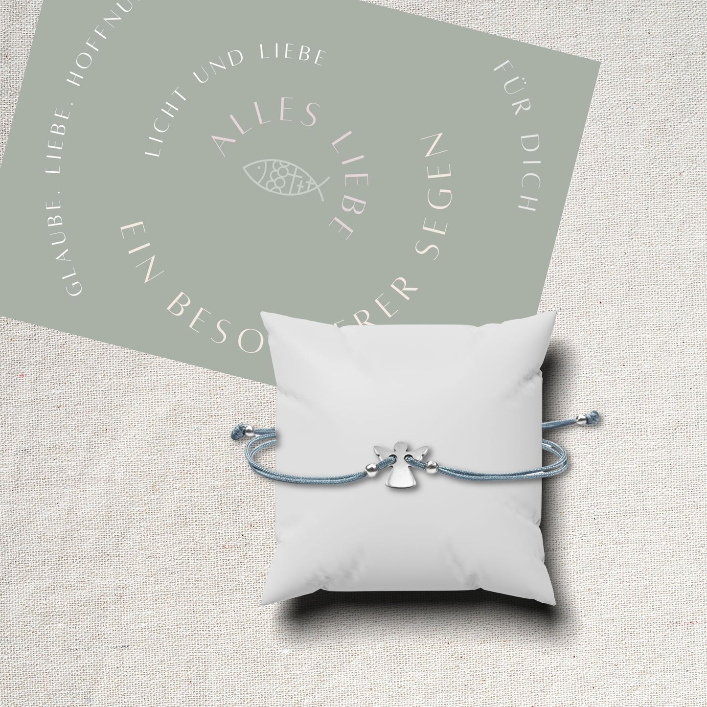 Geschenkset mit Zieharmband & Segen – Für Kommunion, Taufe, Konfirmation, Firmung & mehr