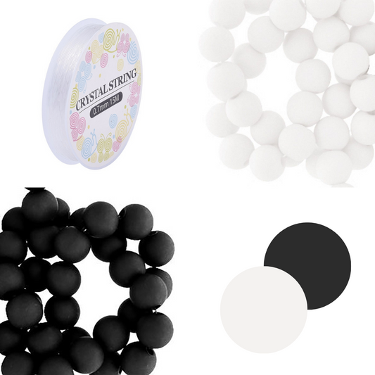 Acrylperlen Set – Bunte Perlen mit Elastikband zum Basteln